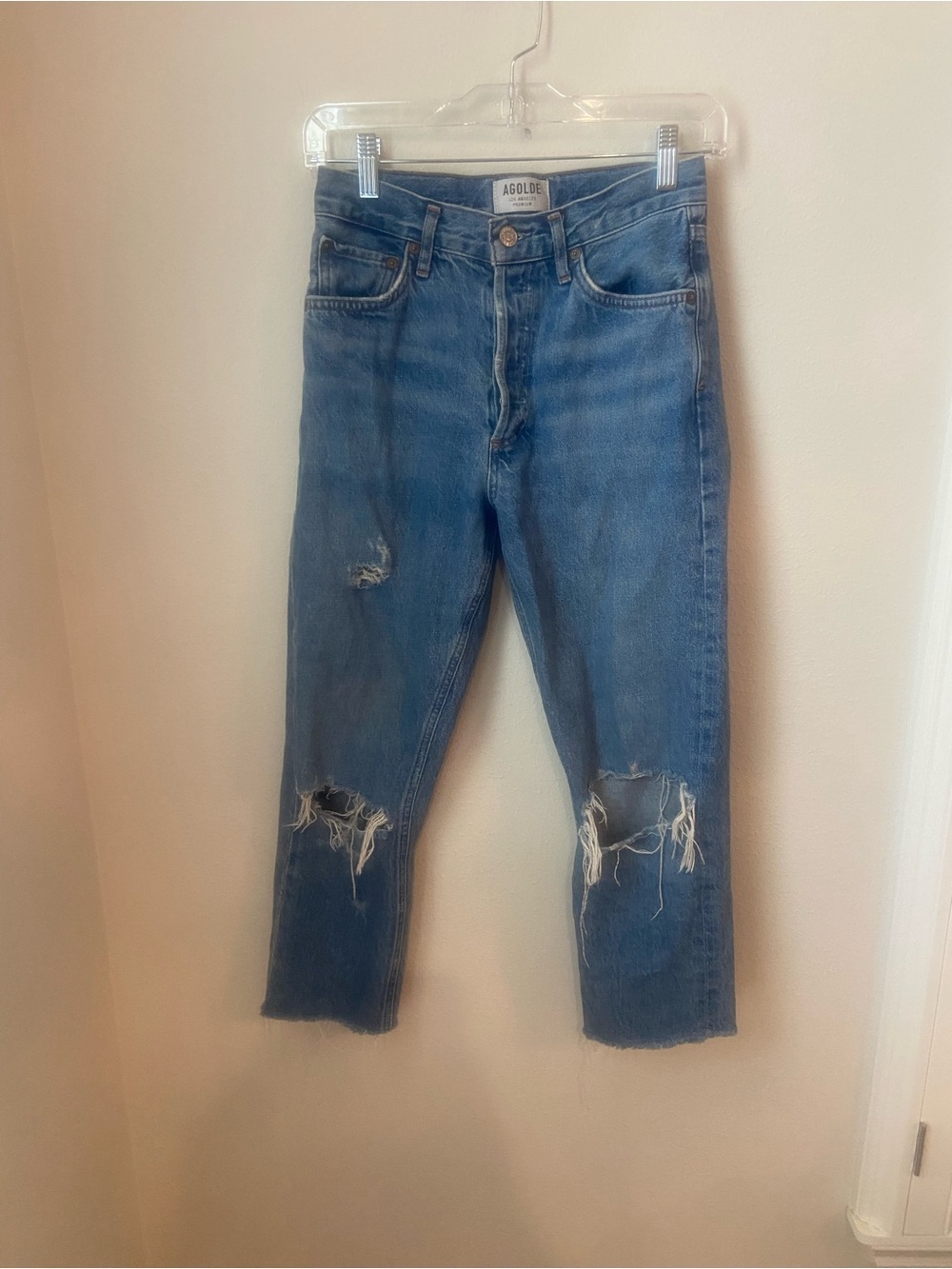 AGOLDE Jamie High Rise Classic Straight Jeans Angst wash. High-rise